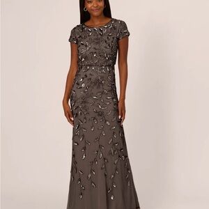 Blouson Short Sleeve Evening Gown